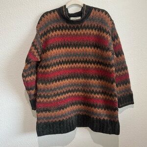 VTG Jones New York Hand Knit Chunky Striped 90s Sweater Wool and Mohair Blend